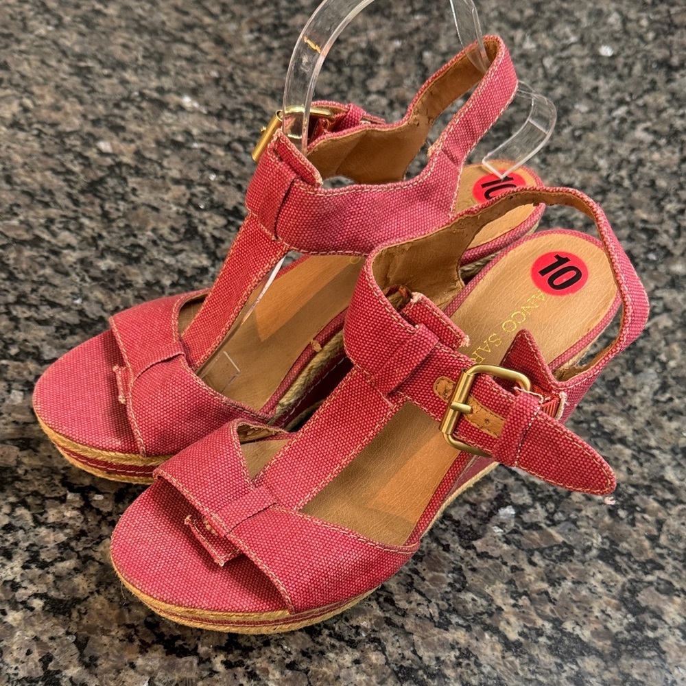 Franco Sarto red espadrilles Wedge Sandals 10 - Picture 5 of 15